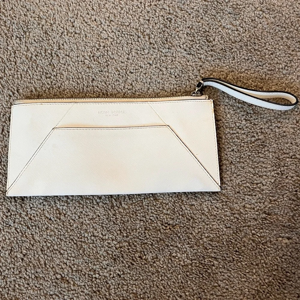 Henri Bendel white Saffiano Leather Clutch Wristlet